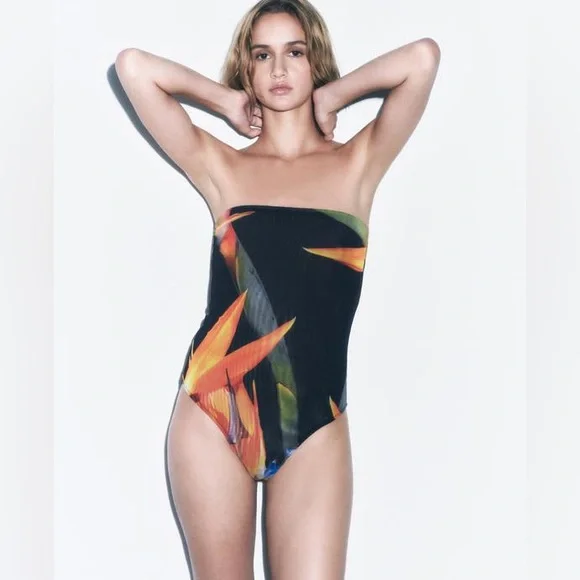 Zara | Tops | Zara Nwot Crop Tube Sleeveless Sheer Bodysuit